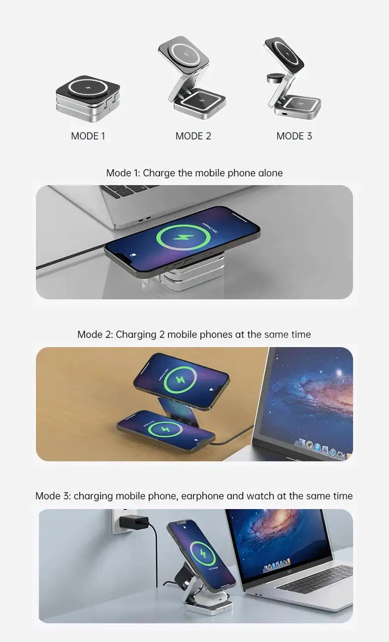 3-In-1 Magnetic Wireless Charging Station for iPhone and AirPods