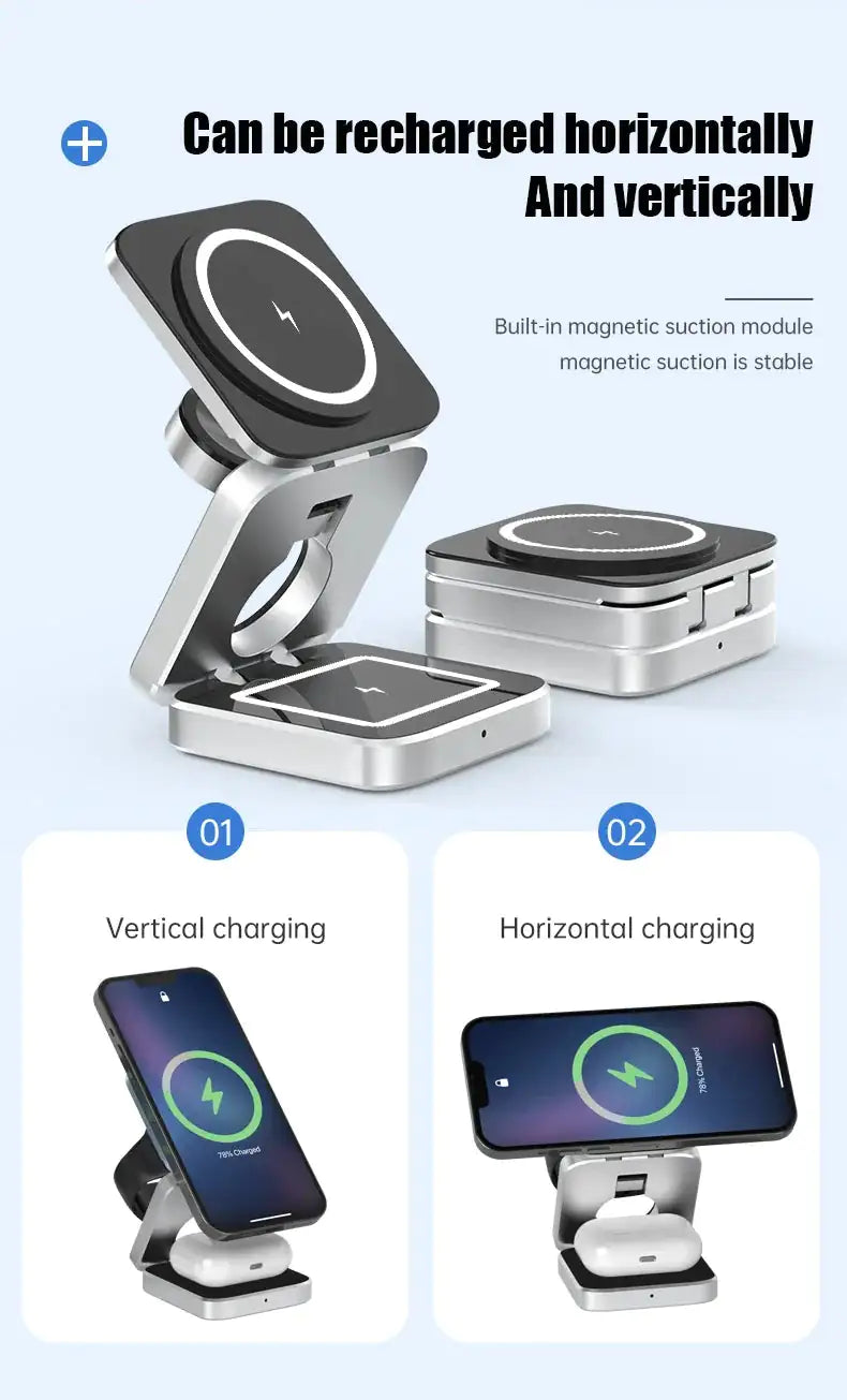 3-In-1 Magnetic Wireless Charging Station for iPhone and AirPods