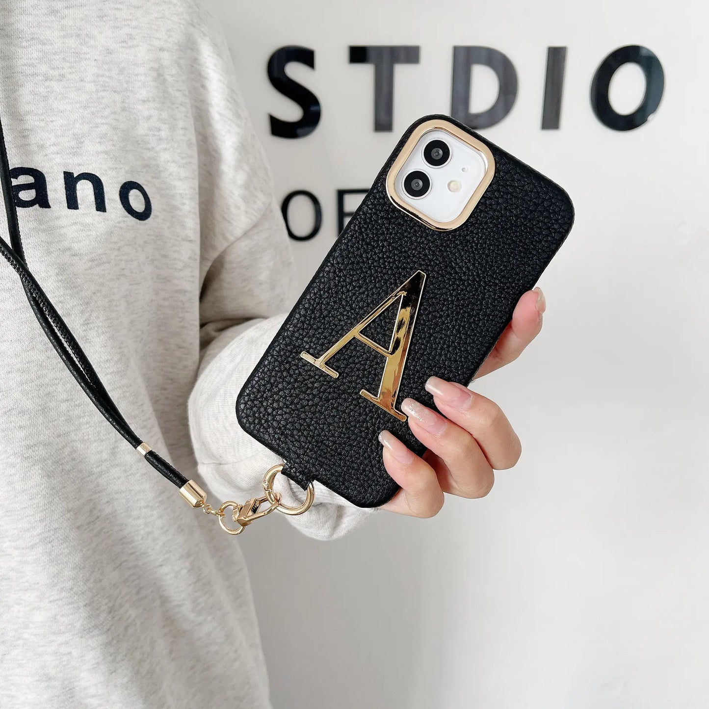 Luxe Strap PU Leather Case for iPhone 14/15