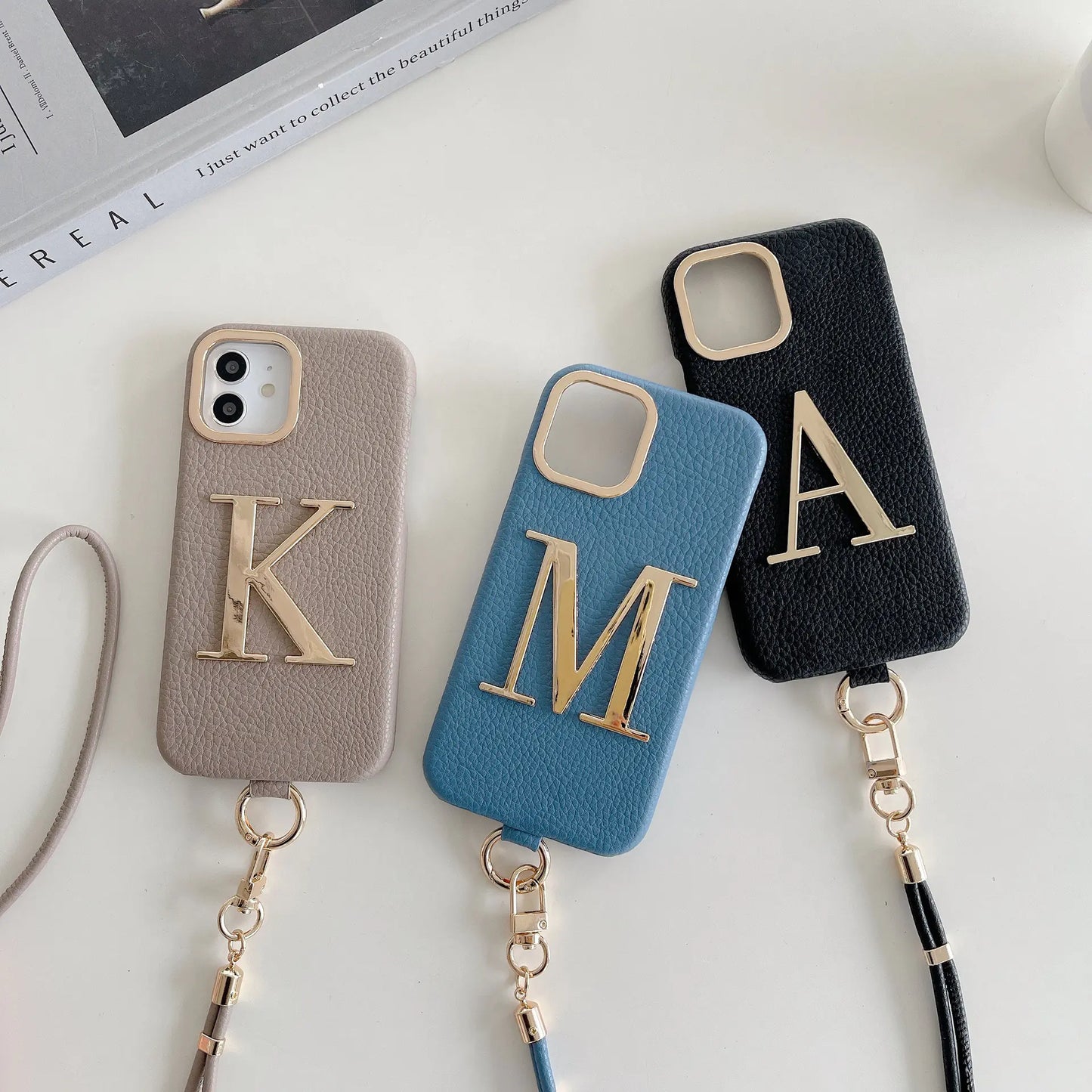 Luxe Strap PU Leather Case for iPhone 14/15