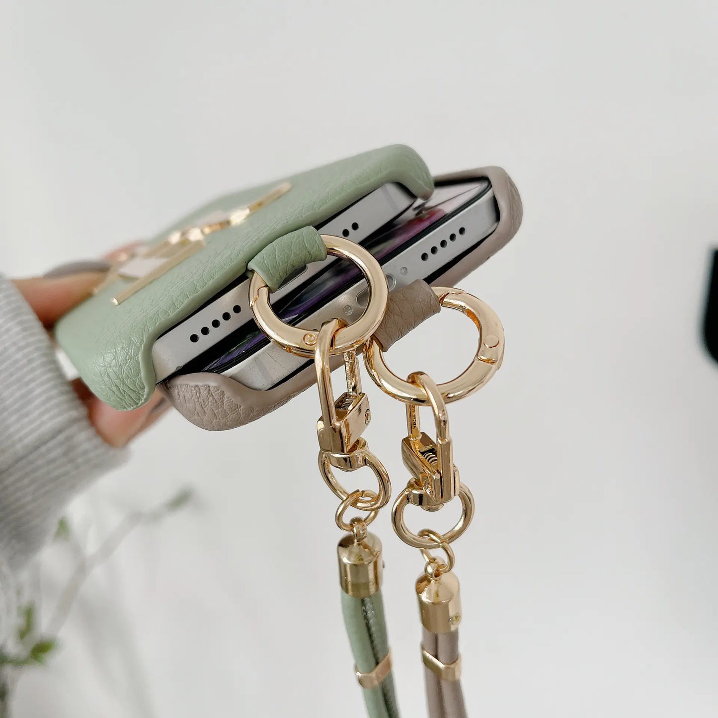 Luxe Strap PU Leather Case for iPhone 14/15