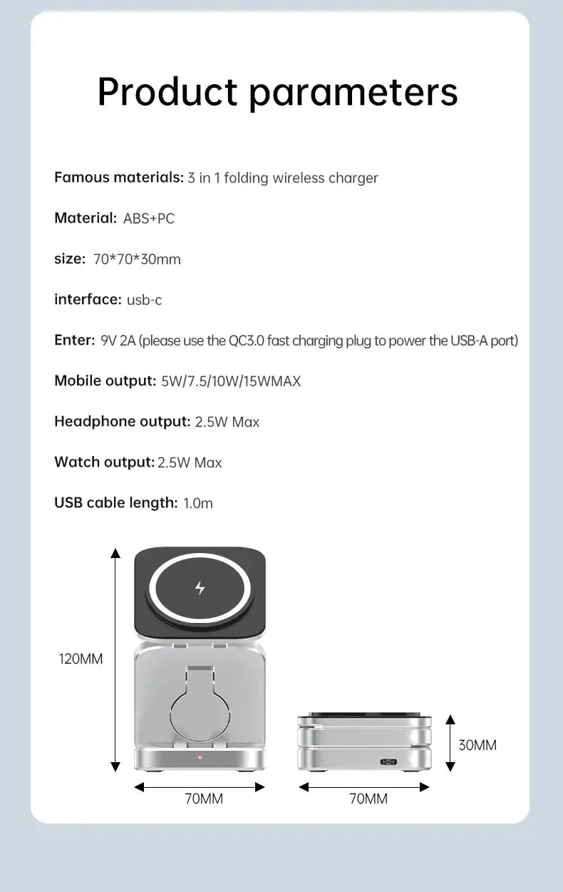 3-In-1 Magnetic Wireless Charging Station for iPhone and AirPods