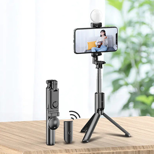 SNAPMASTER Bluetooth Selfie Stick with Ring Light & Tripod